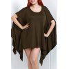 Tunique Mouchoir Asymétrique à Manches Chauves-souris Grande Taille - vert foncé S