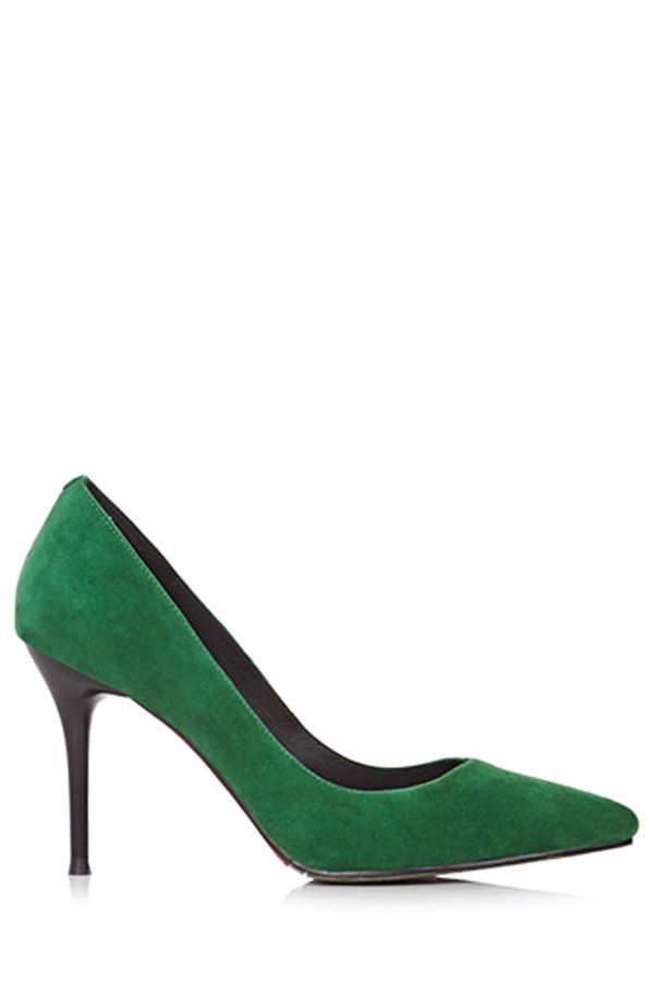 Office Lady Solid Color and Stiletto Heel Design Pumps For Women - GREEN 38