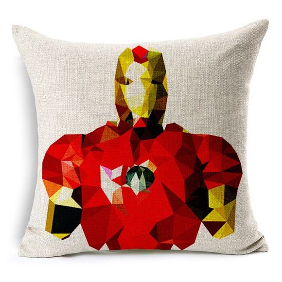 Haute Qualité géométrique Iron Man Motif Carré Taie (Sans Oreiller intérieur) - multicolore 