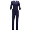 Jewel Neck manches 3/4 Backless Jumpsuit des femmes élégantes - Bleu Violet 2XL