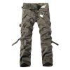 Cargo Pants Loose Fit Multi-Pocket Solid Color Zipper Fly droites hommes jambe - Kaki Foncé 32