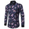 Minceur Shirt Col Drapeau américain et Star Imprimer T-shirt couleur Hit de manches longues hommes - Bleu Violet M