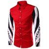 Color Block Chain Imprimer Slimming Shirt col de la chemise de manches longues hommes - Rouge M