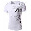 T-shirt Elégant Col Rond d'Impression de Lettres à Manches Courtes Hommes - Blanc XL