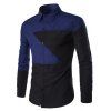 Casual Shirt Collar manches longues de couleur Lump Splicing Minceur Hommes Shirt - Bleu et Noir L