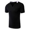 Modish V-Neck Color Block Splicing Short Sleeve Men's T-Shirt - Noir XL