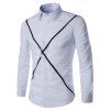 Casual Shirt Collar Color Block X Pattern Long Sleeves Men's Slimming Shirt - Blanc M