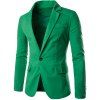 Veste en Coton+Lin à Boutonnage Unique avec Manches Longues et Revers d'Épissure Coloré pour Hommes - Vert 2XL