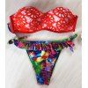Bustier Charme Red Bra dentelle et volants Imprimer Slips Bikini pour les femmes - Rouge S