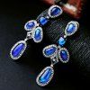 Pair of Exquisite Rhinestone Oval Faux Crystal  Earrings For Women - Bleu 