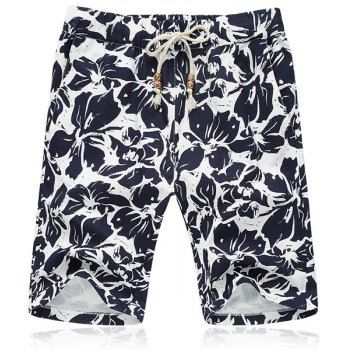 [41% OFF] 2024 Lace Up Loose Flower Printing Fifth Pants Beach Shorts ...