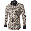 Fashion Shirt Collar Color Block Floral Print Long Sleeves Men's Slimming Shirt - Jaune M