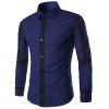 Minceur Shirt Collar Color Block Bouton manches longues de Fly Stripes Spliced ​​Men Shirt - Bleu profond XL