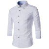 Laconic Shirt Collar Color Block Half Sleeves Men's Button-Down Shirt - Blanc M