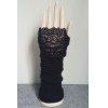 Paire de gants noirs tricoté sans doigts de creuser Chic Lace Bord femmes - Noir 