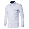 Special One Pocket Color Splicing Shirt Col amincissant de manches longues pour Homme - Blanc 2XL