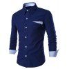 Special One Pocket Color Splicing Shirt Col amincissant de manches longues pour Homme - Bleu profond L