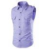 Manches shirt Épaulette et deux poches Agrémentée minceur col de chemise homme - Violet clair L
