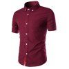 Simple Braid Spliced ​​One Pocket Slimming Shirt col boutonné shirt manches courtes hommes - Rouge vineux M