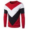 Casual Couleur Lump Splicing Triangle Motif Sweatshirt col rond manches longues hommes - Rouge M