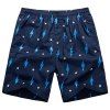 Loose-Fitting Lace-Up Lightning and Star Print Straight Leg Men's Shorts - Bleu profond XL