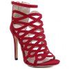 Trendy évider et Flock design Sandales pour les femmes - Rouge 39