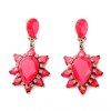 Exquisite Red Faux Crystal Flower Earrings For Women - Pastèque Rouge 