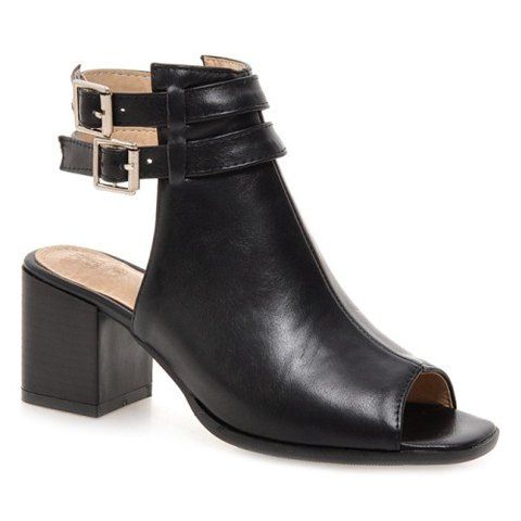 Mode Peep Toe et Buckle Strap Sandales design pour les femmes - Noir 39