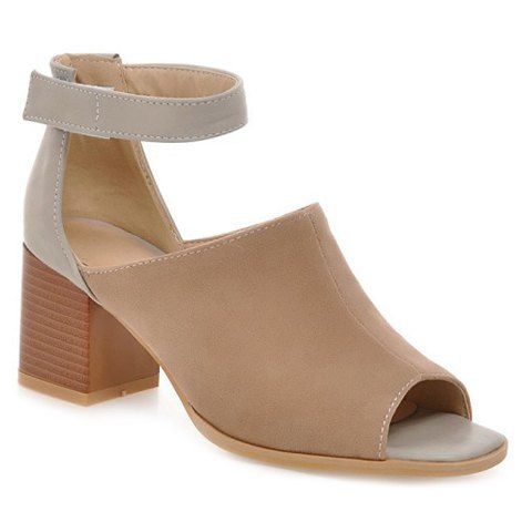 Fashion talon Chunky et peep toes design sandales pour femmes - Abricot 39