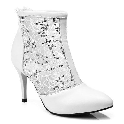 Ladylike Paillettes et Pointed Toe design Bottes pour les femmes - Blanc 35