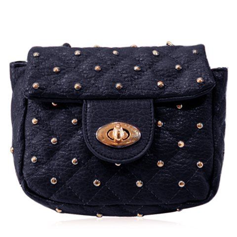Trendy Rivets and PU Leather Design Crossbody Bag For Women - Noir 