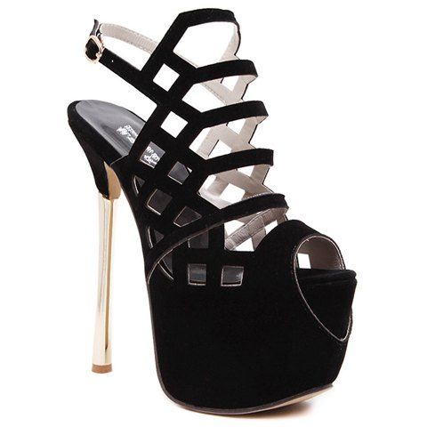 Trendy Peep Toe and Platform Design Sandals For Women - Noir 34