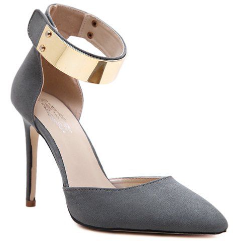 2018 Trendy Ankle Strap and Suede Design Pumps For Women GRAY In Pumps ...