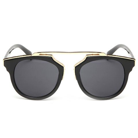 Chic Golden Metal Splicing Black Frame Women's Sunglasses - DEEP GRAY 