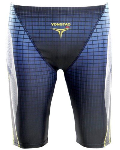 Taille élastique natation séchage rapide Trunks Color Block Spliced ​​Tartan Imprimer Boxers - Bleu XL