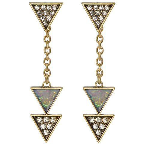 Paire de Rhinestoned Charme Triangle Boucles d'oreilles pour les femmes - d'or 