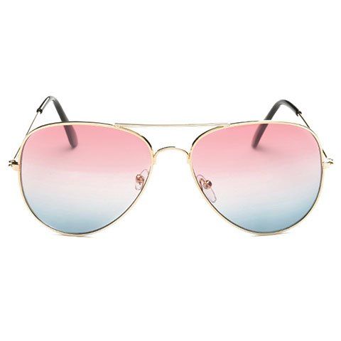 Chic Gradual Color Lenses Metal Frame Women's Sunglasses - PINK 