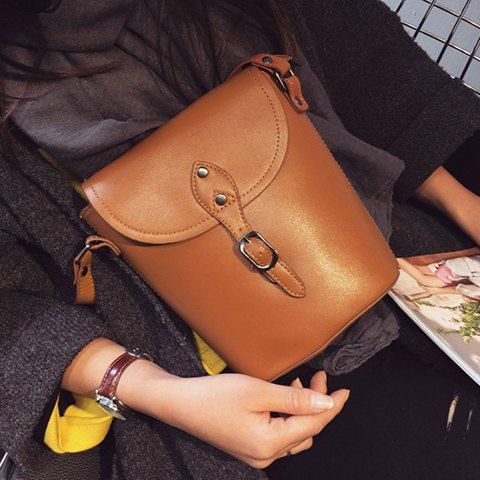 

Laconic Buckle and Solid Color Design Women's Crossbody Bag, Brown