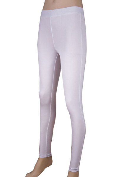 Simple Elasitc ceintrée Pantalons Solid Color Femmes - Blanc L