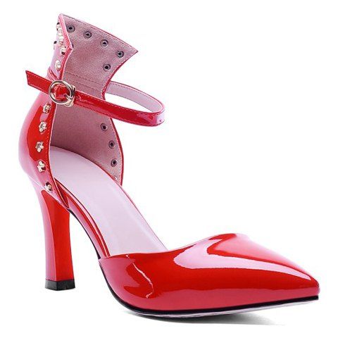 

Graceful Patent Leather and Pointed Toe Design Pumps For Women, Red