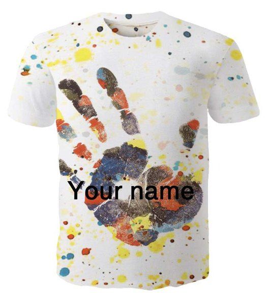Lettres Motif col rond Palm Colorful Imprimer T-shirt à manches courtes hommes - multicolore M