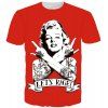3D rock Marilyn Monroe Imprimer ronde T-shirt de cou à manches courtes hommes - Rouge L