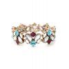Delicate Faux Cristal Floral Cuff Bracelet pour les femmes - multicolore 