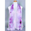 Echarpe en mousseline de soie Chic Big Flower Peinture Motif Femmes - Violet clair 