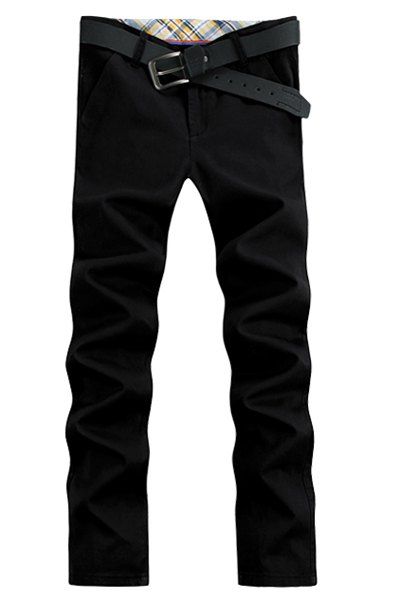 Brève jambe droite élégant Solide Couleur Patch Pants Pocket Zipper Fly Hommes - Noir 32