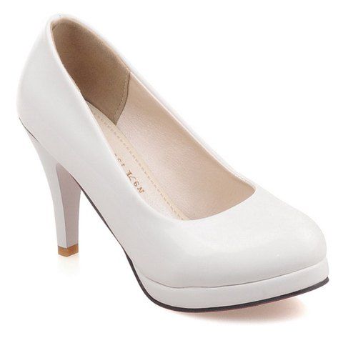 2018 Fashionable Round Toe and Platform Design Women's Pumps WHITE In ...