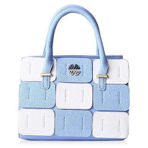 Trendy Color Block and Patchwork Design Women's Tote Bag - Bleu clair 