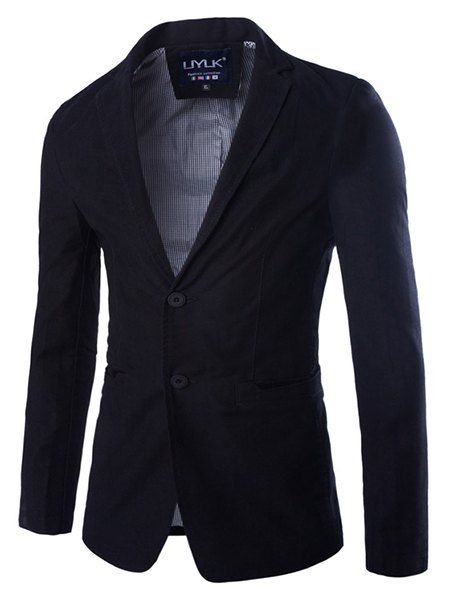 Casual Single Breasted Solid Color Blazer For Men - Noir 2XL