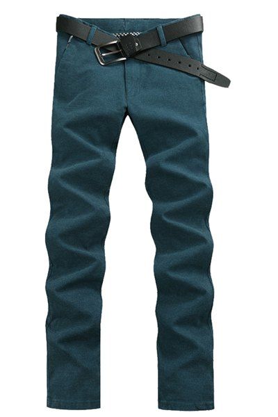 Laconic Style Straight Leg Solid Color Zipper Fly Men's Pants - Pers 34