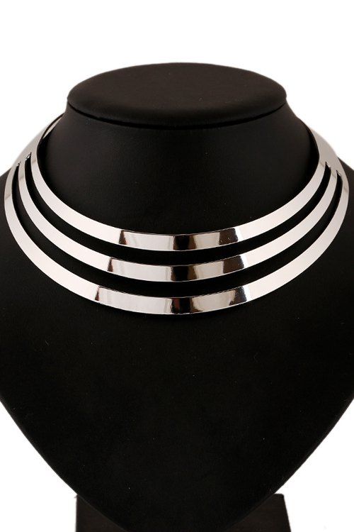 Chic Mirror Side Multi-Layered Necklace pour les femmes - Argent 